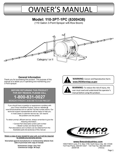 FIMCO 110-3PT-1PC OWNER'S MANUAL Pdf Download | ManualsLib