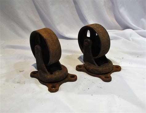 Industrial Cart or Mining Cart Wheels, Repurpose as Bookends, Old Factory Salvage Industrial ...