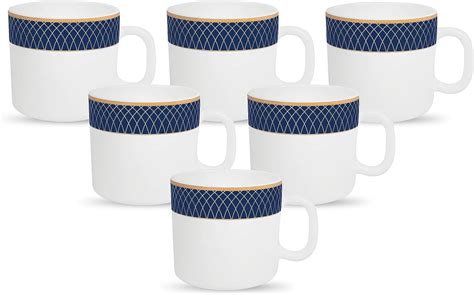 Buy Larah by Borosil Crysta Series Noma Opalware Mug | Set of 6 Tea ...
