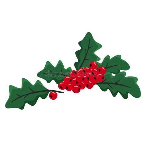 Hand Drawn Christmas Holly Berries and Leaves. Vector Doodle Sketch ...