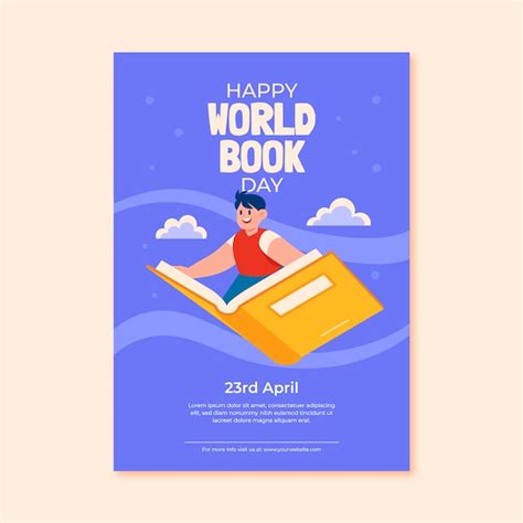 Free Vector | Flat world book day vertical poster template