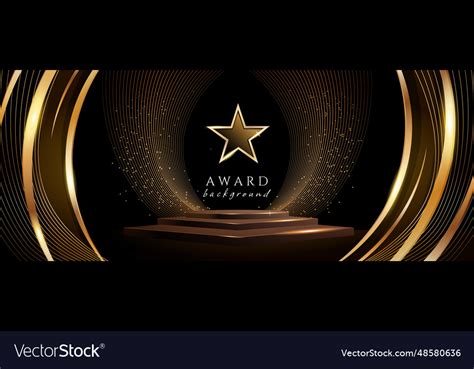 Award background with golden star and podium Vector Image