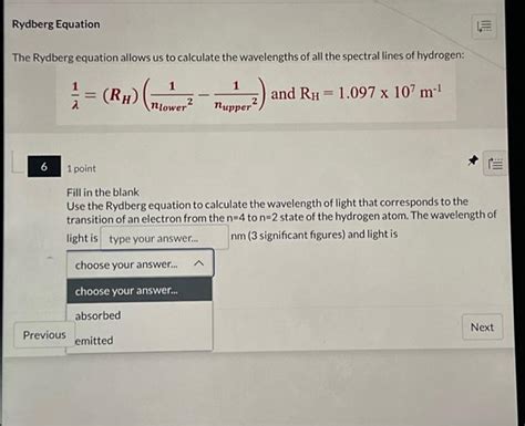 Solved The Rydberg equation allows us to calculate the | Chegg.com