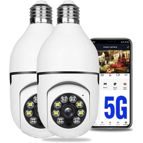 E27 Light Bulb Camera , 2.4GHz & 5G WiFi Security Cameras Wireless ...