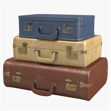 3d vintage suitcase set