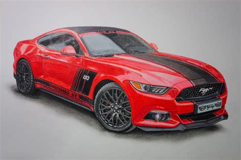 Colored pencil drawing of Ford Mustang Gt. Click the link to watch the ...