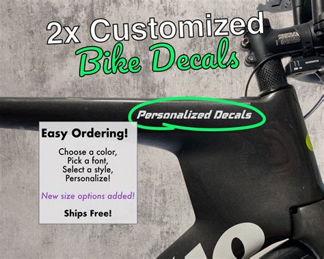 2 Custom Decals for Bike Frame Custom and Personalized Bike Frame Decal ...