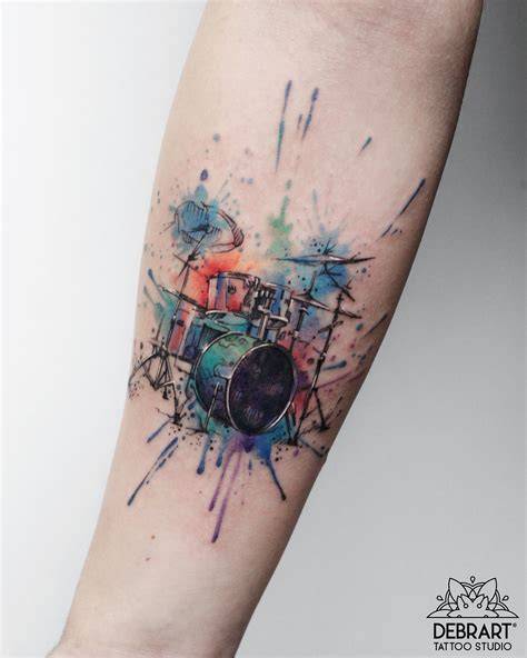 Watercolor drum set Tatoo Music, Tatoo Art, Music Tattoos, Body Art Tattoos, Sleeve Tattoos ...