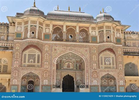 Amer Rajput Fort Architecture, Amber, Jaipur, Rajasthan Stock Image ...