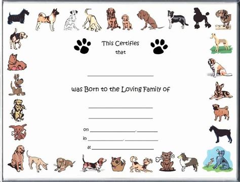 √ 20 Puppy Birth Certificate Template Free ™ | Dannybarrantes Template | Dog birth, Birth ...