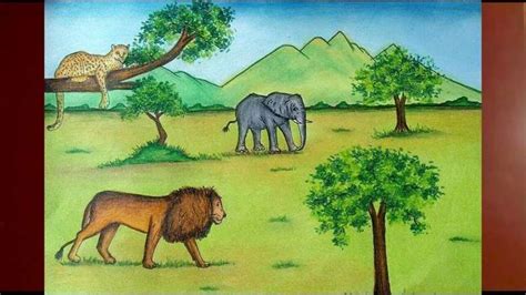 15+ Jungle Drawing With Animals | Jungle drawing, Scenery drawing for kids, Drawing scenery