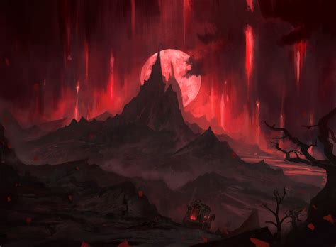 Mountain MtG Art from Innistrad: Crimson Vow Set by Sam White - Art of Magic: the Gathering