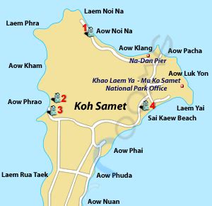 Koh Samet Map and Hotels in Koh Samet - Rayong, Thailand - YourRooms.com