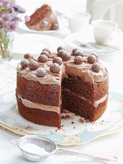 Malted chocolate cake recipe topped with Maltesers | delicious. magazine