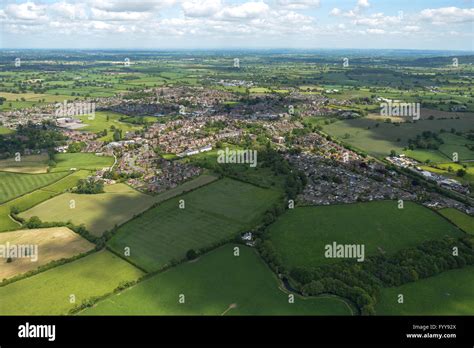 An aerial view of the Shropshire town of Wem and surrounding countryside Stock Photo - Alamy