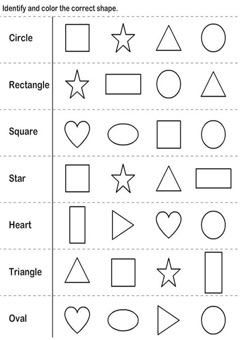 Shapes Coloring Page | Shapes worksheet kindergarten, English worksheets for kids, Shape ...