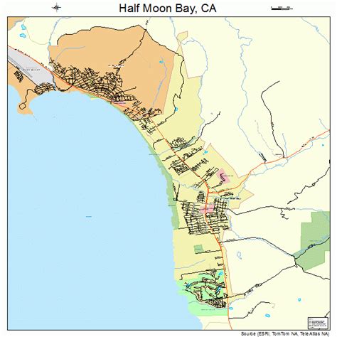 Half Moon Bay California STREET & ROAD MAP CA atlas pos