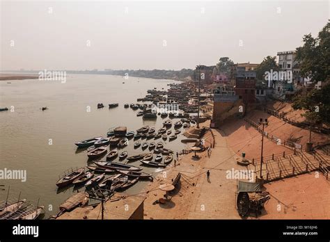 Arial view of varanasi ghat of india Stock Photo - Alamy