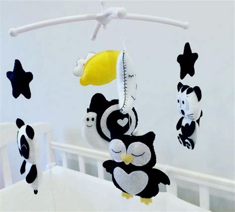 Black and White Baby Mobile Baby Mobile Felt Mobile Crib Black - Etsy