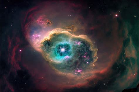 Green Nebula with Stars. Fantasy Galaxy Generative AI Background Stock ...