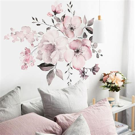 Pink Flowers Removable Vinyl Decal Wall Sticker Mural DIY Art Room Home Decor - Walmart.com ...