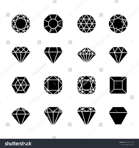 Brilliant Shapes Diamonds Icons Isolated On Stock Illustration ...