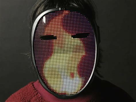 This face mask with LEDs comes with 70 static faces preinstalled