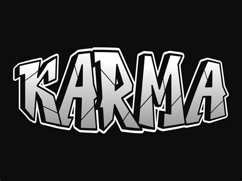 Karma word trippy psychedelic graffiti style letters.Vector hand drawn ...