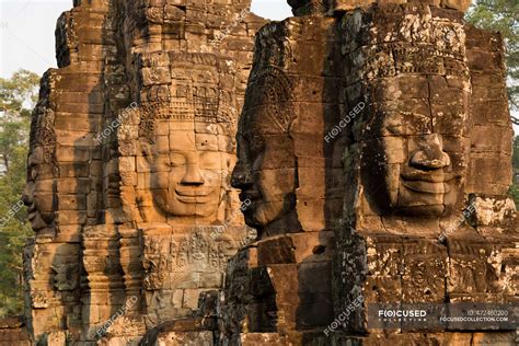 Bayon temple at sunset — famous place, temple complex - Stock Photo ...