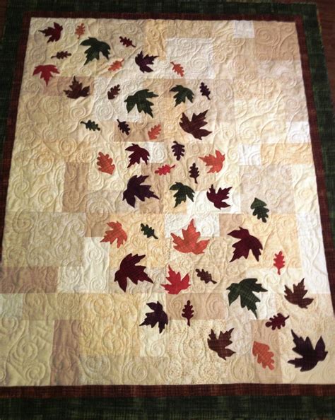 Handmade Quilt Fall Leaves Decorative Autumn Throw