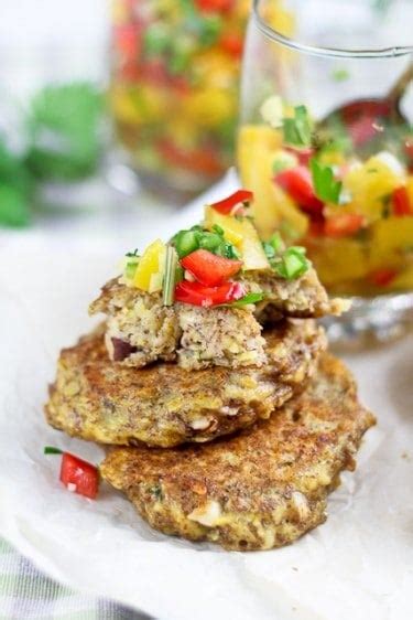 Plantain Fritters with a Spicy Sweet & Sour Peach and Bell Pepper Chutney • The Healthy Foodie