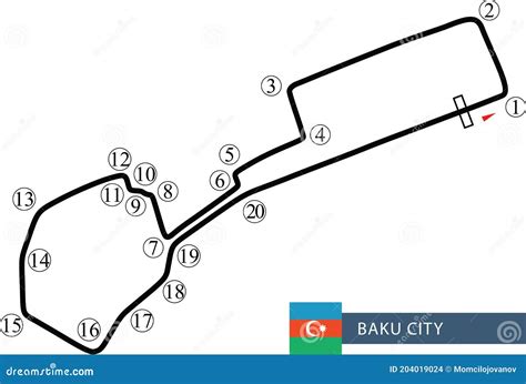 Baku City Circuit, Azerbaijan. Motorsport Race Track Vector Map ...