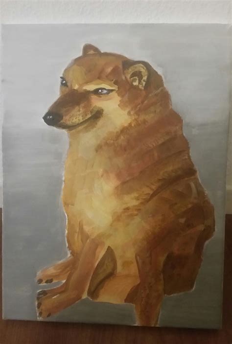 A painting of cheems, made by my Mom for my birthday : r/dogelore