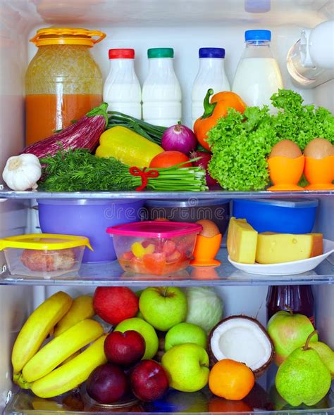 Refrigerator Full Of Healthy Food Stock Photo - Image of fruit, green: 24502134