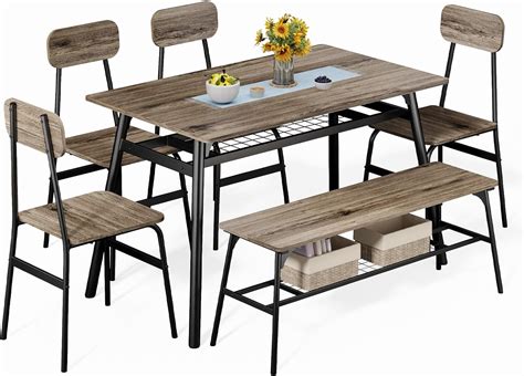 Amazon.com - Gizoon 6-Piece Dining Table Set for Home, Kitchen, Dining ...