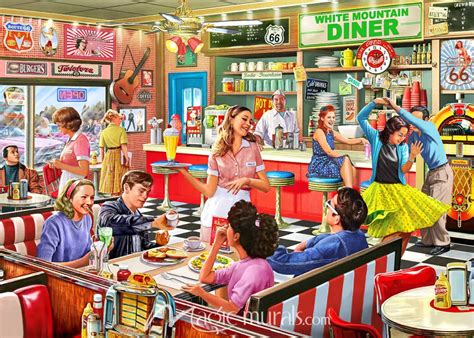 American Diner Wallpaper Wall Mural by Magic Murals