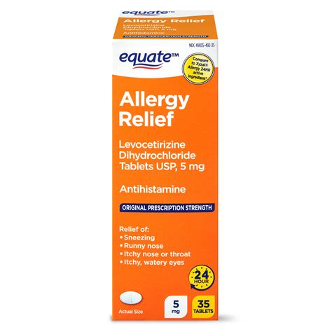 Equate Cetirizine Allergy Relief Tablets, 5 mg, 35 count - Walmart.com - Walmart.com