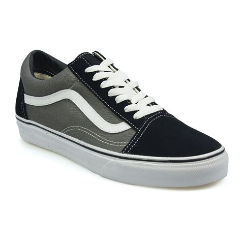 Vans Old Skool Black Grey White Canvas Mens Sneakers Trainers Shoes Size 3-12 | eBay