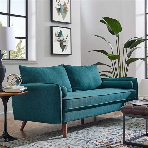 Modway Revive Upholstered Fabric Sofa in 2021 | Teal sofa living room ...