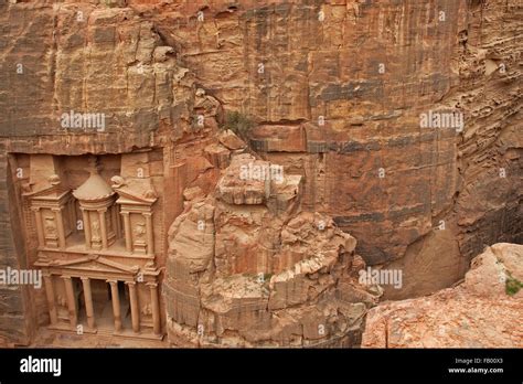 Al Khazneh / The Treasury, carved out of a sandstone rock face in the ...