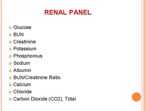 INTRODUCTION TO LABORATORY MEDICINE LECTURE 3 RENAL PANEL