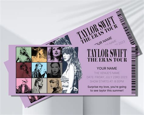 Personalizable SWIFT ERAS Tour Ticket, Taylor Swift Concert Ticket ...