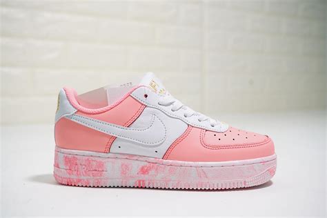 Women Nike Air Force 1 Pastel Pink Paint Splatte