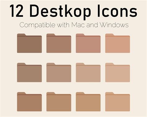 Brown earth tone desktop folder icons mac windows etsy – Artofit