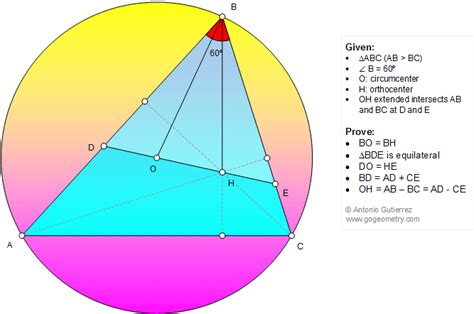 Geometry Problem 1161: Scalene Triangle, 60 Degrees, Angle, Orthocenter, Circumcenter ...