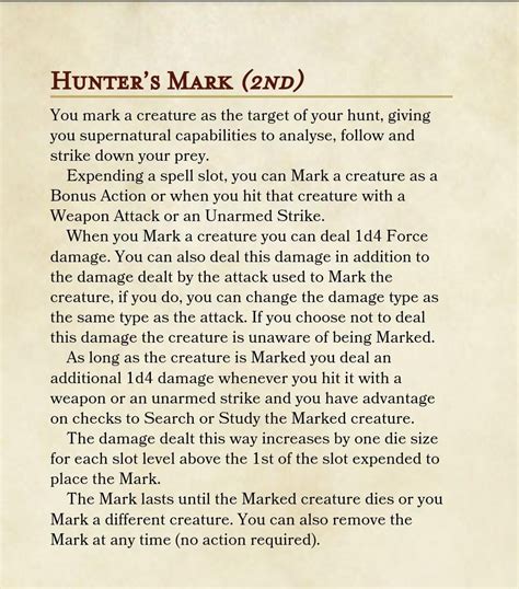 Hunter's Mark as a class feature : r/DnDHomebrew