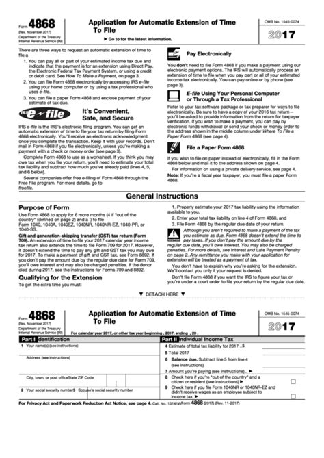 Form 4868 Printable - Printable Forms Free Online