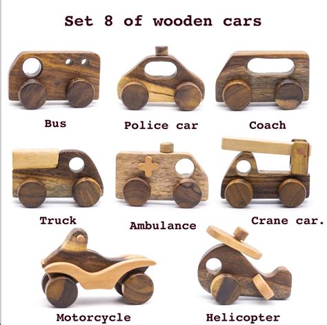 Set of 8 wooden cars Montessori Toys Eco Friendly Toy | Etsy