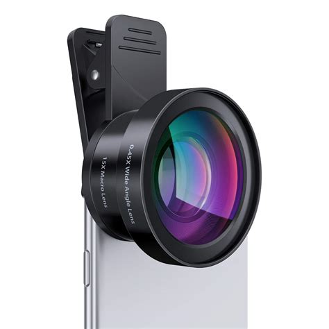 AUKEY Ora iPhone Camera Lens, 0.45x 120° Wide Angle + 15x Macro Clip-on iPhone Lens for iPhone 8 ...