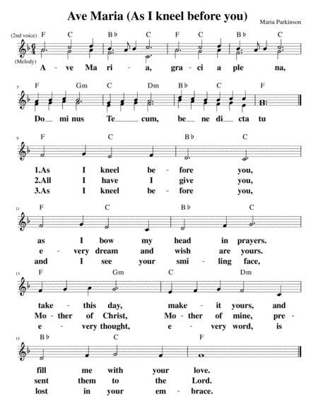 Ave Maria (As I Kneel Before You) Digital Sheet Music By Maria Parkinson | Sheet music, Digital ...